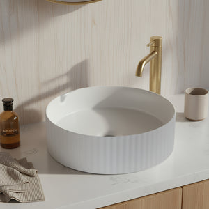 POSEIDON BELLEVUE FLUTED ABOVE COUNTER BASIN GLOSS WHITE 360MM