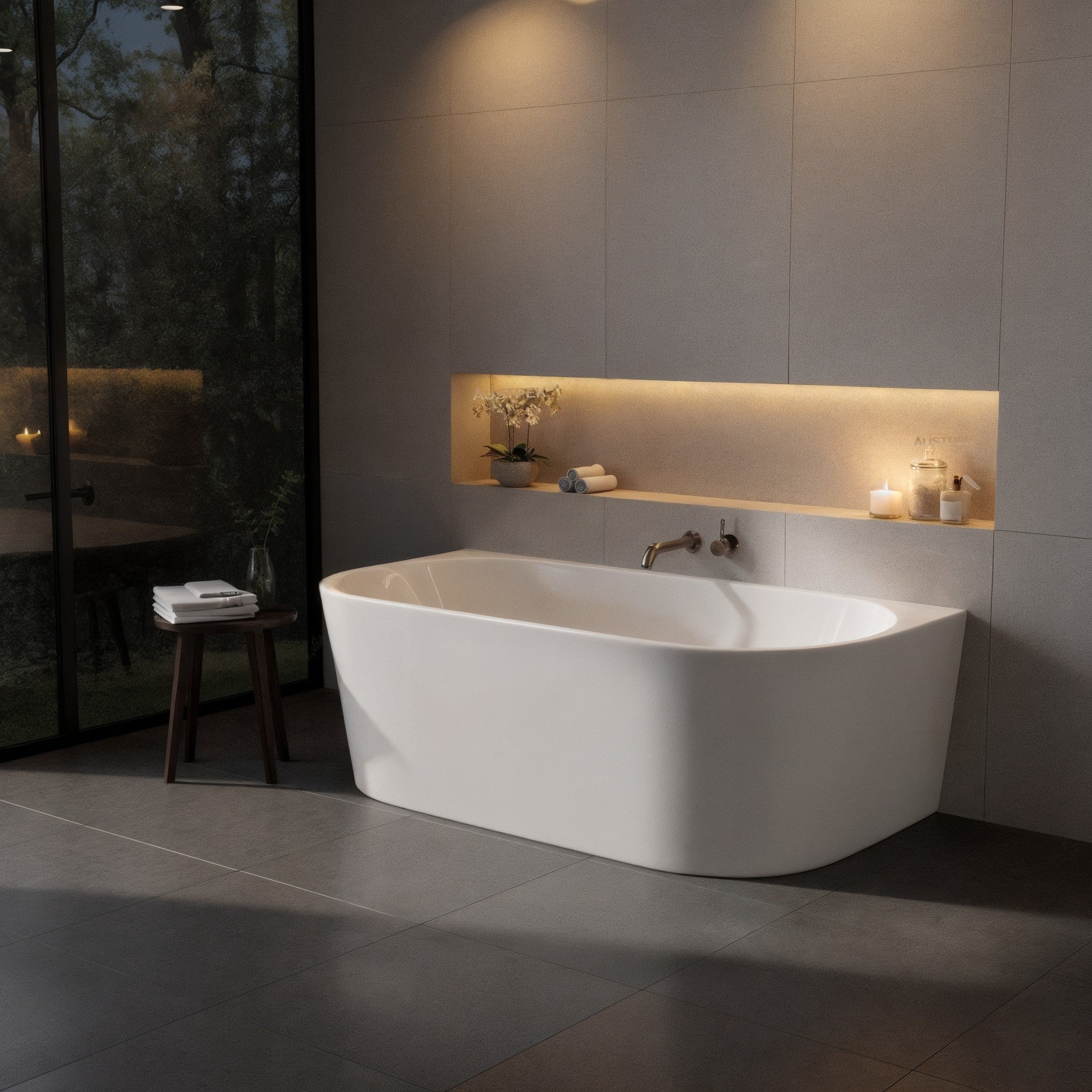 POSEIDON ELIVIA BACK TO WALL NF BATH GLOSS WHITE (AVAILABLE IN 1400MM, 1500MM AND 1700MM)