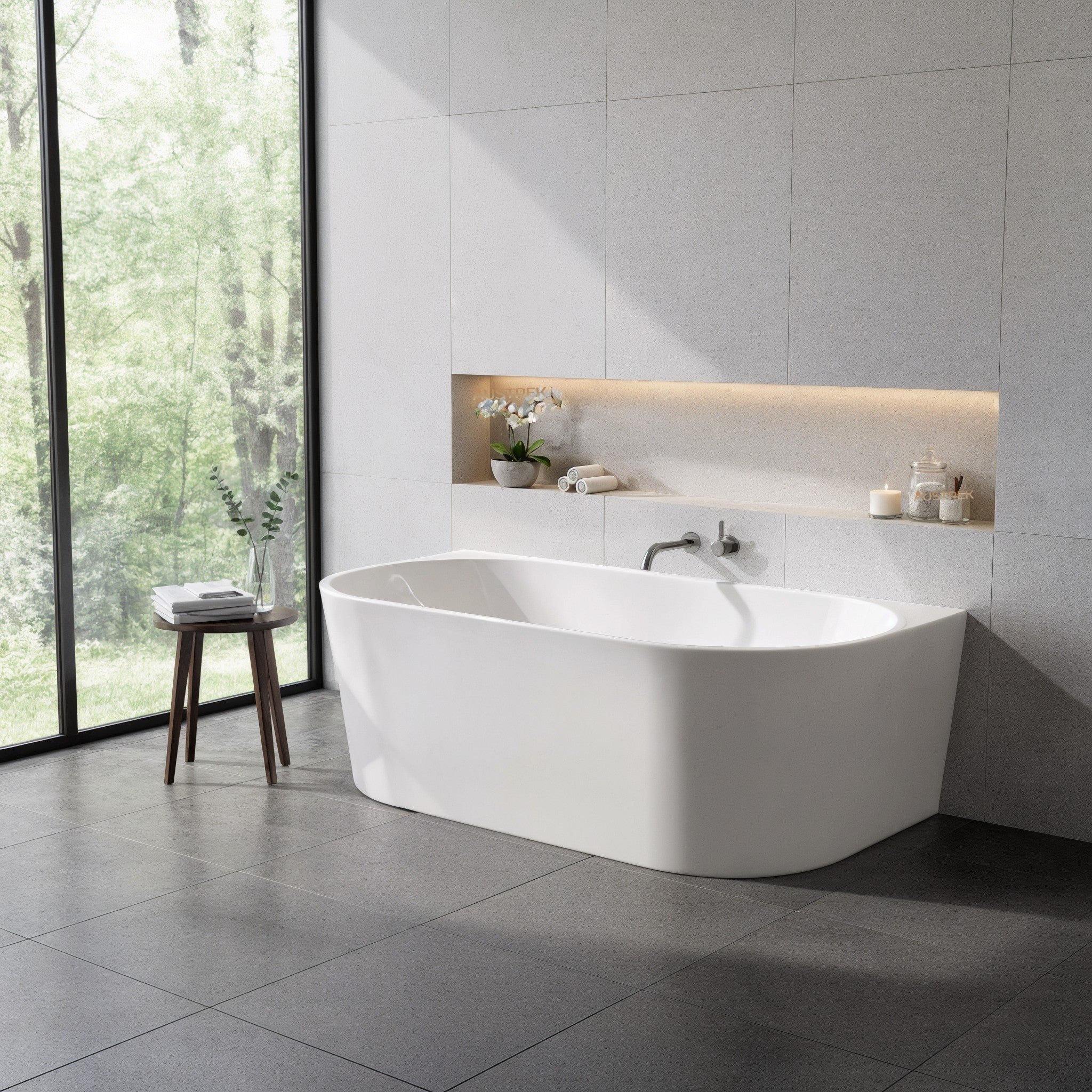 POSEIDON ELIVIA BACK TO WALL NF BATH GLOSS WHITE (AVAILABLE IN 1400MM, 1500MM AND 1700MM)