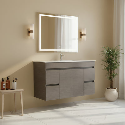 POSEIDON EVIE DARK BROWN 1200MM SINGLE BOWL WALL HUNG VANITY