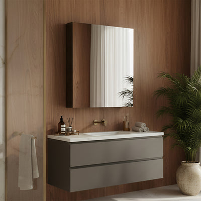 POSEIDON EVIE DARK BROWN MIRROR SHAVING CABINET 600X750MM