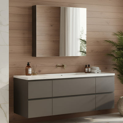 POSEIDON EVIE DARK BROWN MIRROR SHAVING CABINET 750X750MM