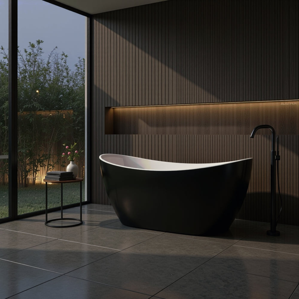 POSEIDON EVIE FREE STANDING BATHTUB GLOSS BLACK (AVAILABLE IN 1500MM AND 1660MM)