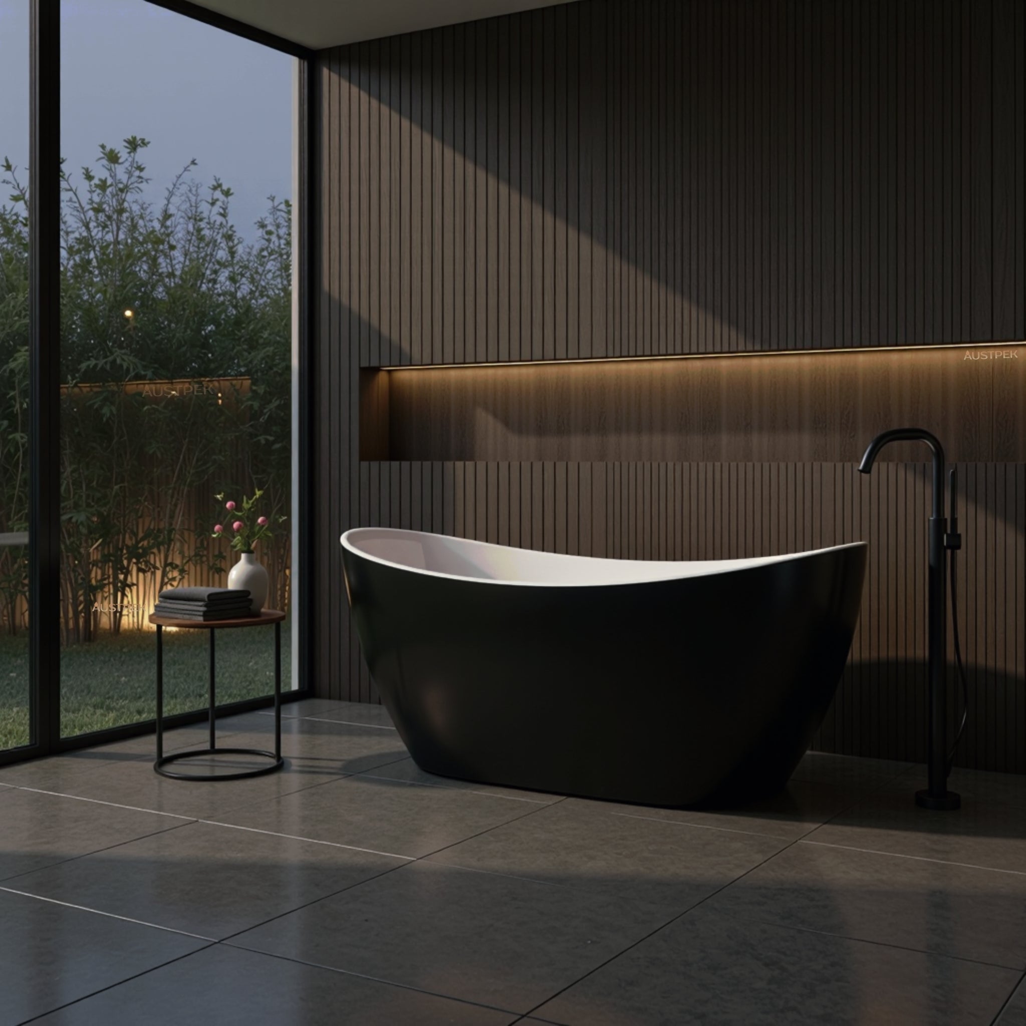 POSEIDON EVIE FREE STANDING BATHTUB GLOSS BLACK (AVAILABLE IN 1500MM AND 1660MM)