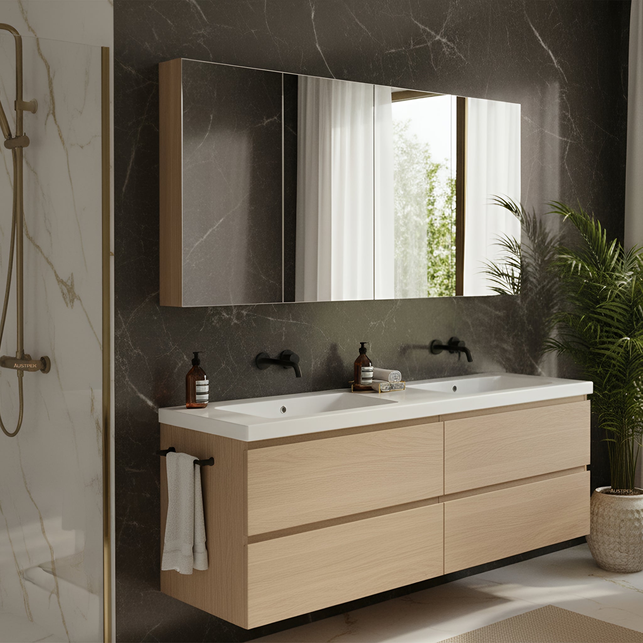 POSEIDON EVIE OAK MIRROR SHAVING CABINET 1500X750MM