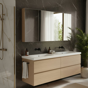 POSEIDON EVIE OAK MIRROR SHAVING CABINET 1500X750MM