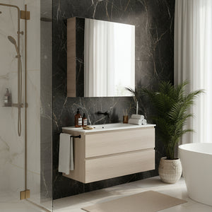 POSEIDON EVIE OAK MIRROR SHAVING CABINET 900X750MM