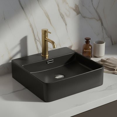 POSEIDON FINE CERAMIC BASIN MATTE BLACK 420MM