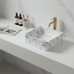 POSEIDON FINE CERAMIC BASIN MATTE WHITE CARRARA 360MM