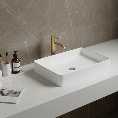 POSEIDON FINE CERAMIC BASIN ULTRA SLIM GLOSS WHITE 605MM