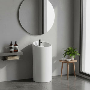 POSEIDON FREESTANDING ROUND CERAMIC BASIN GLOSS WHITE 960MM