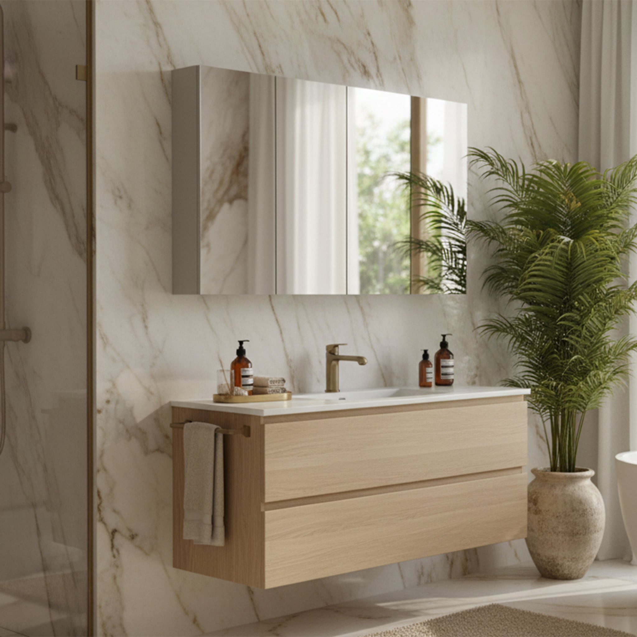 POSEIDON NOVA CONCRETE GREY MIRROR SHAVING CABINET 1480X750MM