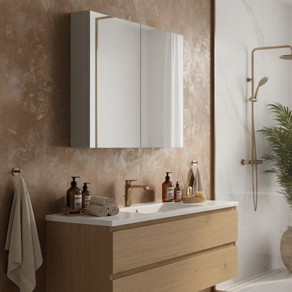 POSEIDON NOVA CONCRETE GREY MIRROR SHAVING CABINET 900X750MM