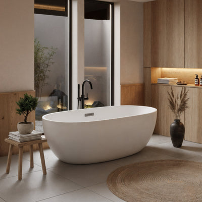 POSEIDON OLIVIA FREE STANDING BATH OVERFLOW GLOSS WHITE (AVAILABLE IN 1400MM, 1530MM AND 1700MM)