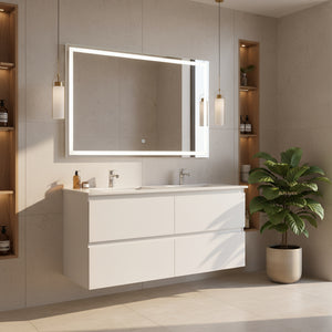 POSEIDON PW GLOSS WHITE 1200MM DOUBLE BOWL WALL HUNG VANITY