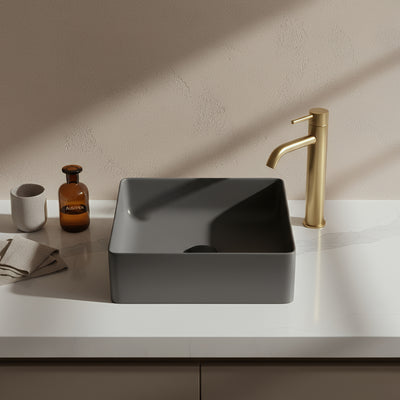 POSEIDON QUARTZ ART BASIN MATTE BLACK 380MM