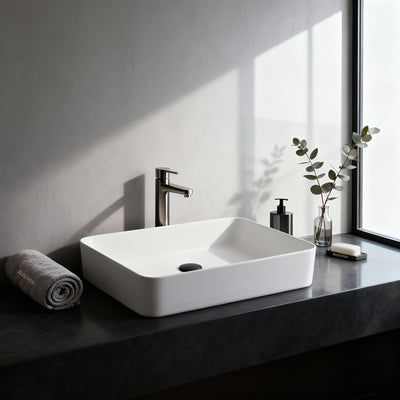 POSEIDON QUARTZ ART BASIN MATTE WHITE 510MM