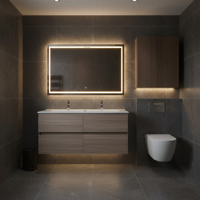 POSEIDON STELLA OAK 1200MM DOUBLE BOWL WALL HUNG VANITY