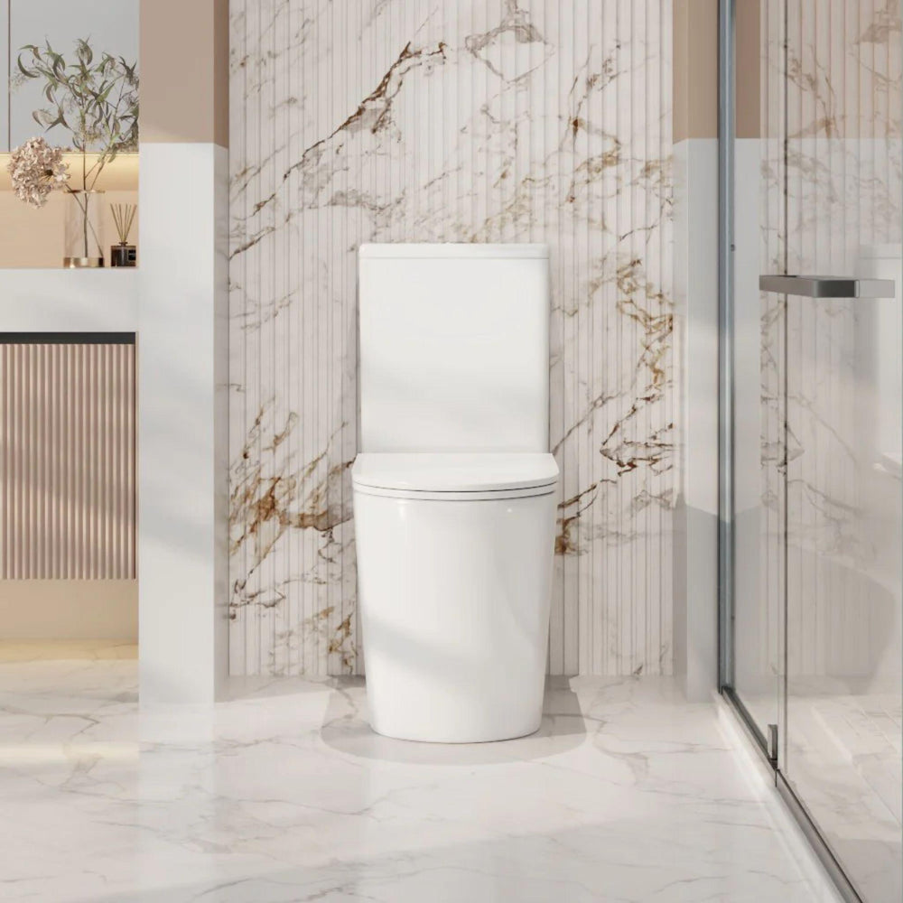 MERCIO PANI RIMLESS BACK TO WALL TOILET SUITE GLOSS WHITE