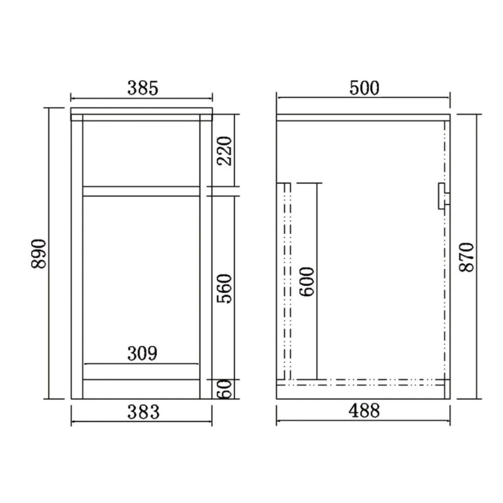POSEIDON LAUNDRY CABINET AND TUB 390MM WHITE