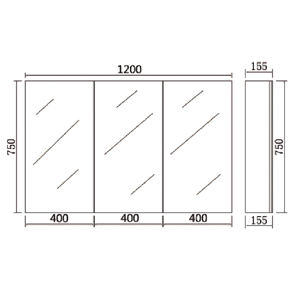 POSEIDON POLAR GLOSS WHITE MIRROR CABINET 1200X750MM