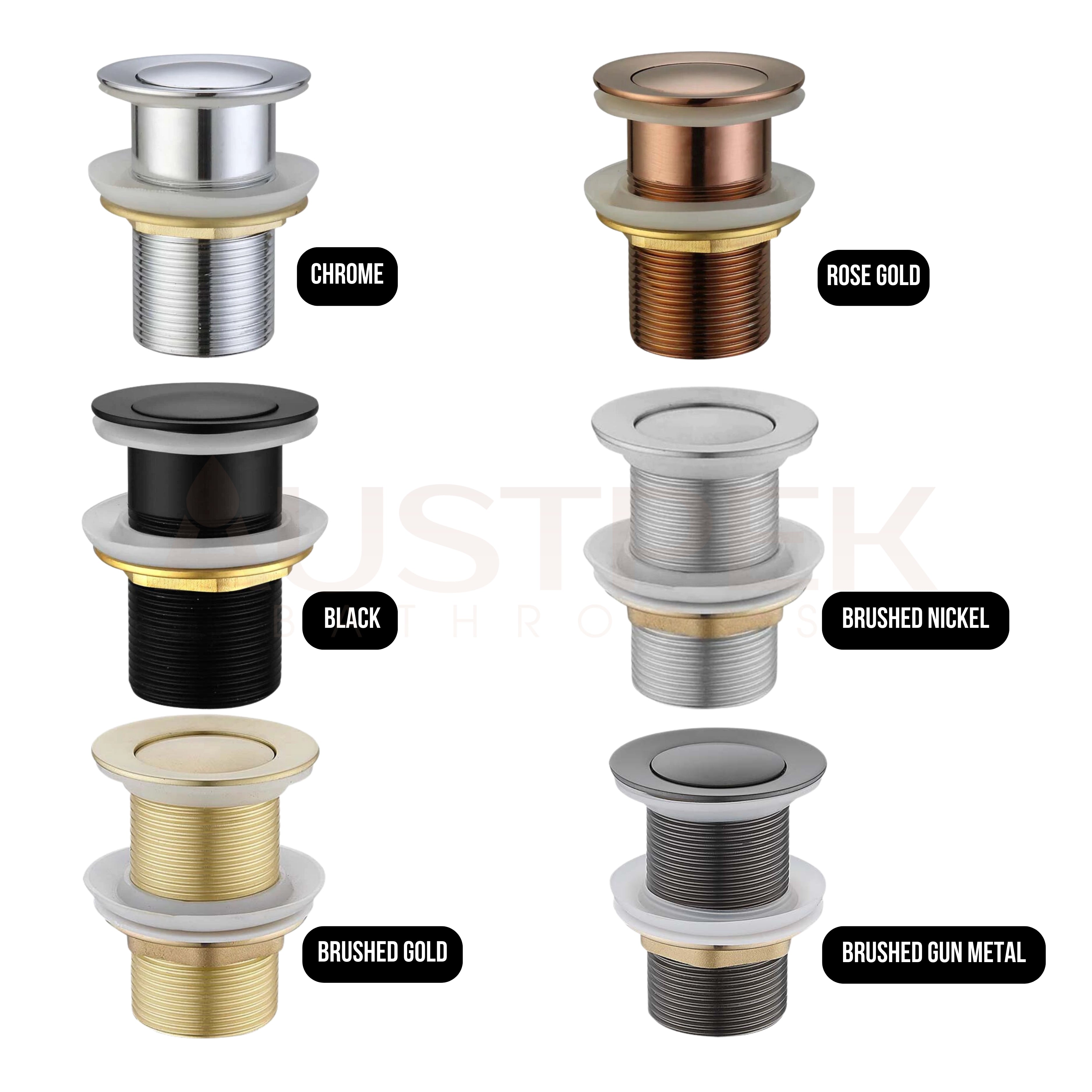 HELLYCAR PUSH PLUG WASTE NON-OVERFLOW BRUSHED NICKEL 32MM