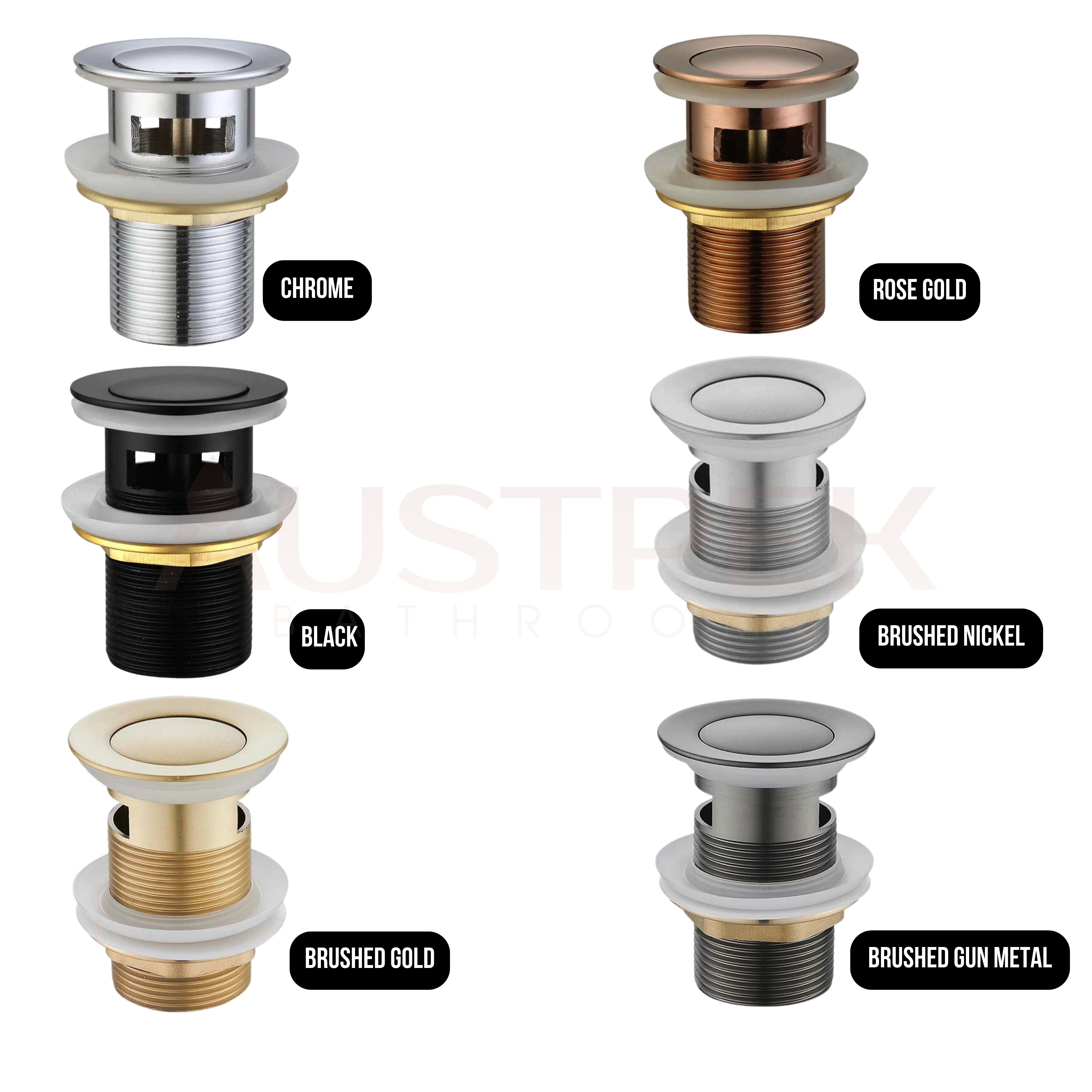 HELLYCAR PUSH PLUG WASTE WITH OVERFLOW BRUSHED GUN METAL 32MM