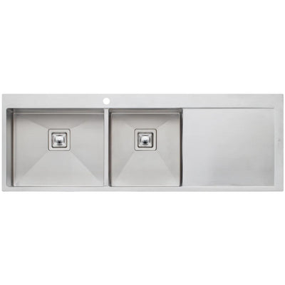 OLIVERI PROFESSIONAL 1 & 3/4 BOWL TOPMOUNT KITCHEN SINK WITH TAPHOLE & DRAINER STAINLESS STEEL 1450MM