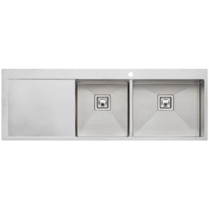 OLIVERI PROFESSIONAL 1 & 3/4 BOWL TOPMOUNT KITCHEN SINK WITH TAPHOLE & DRAINER STAINLESS STEEL 1450MM