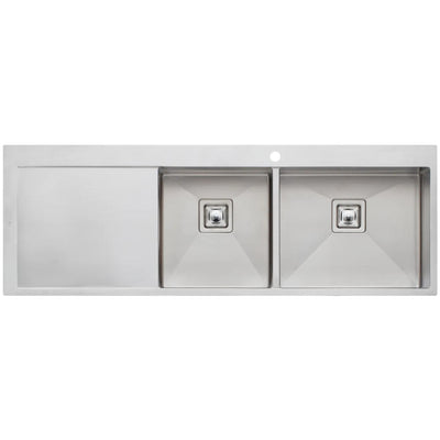 OLIVERI PROFESSIONAL 1 & 3/4 BOWL TOPMOUNT KITCHEN SINK WITH TAPHOLE & DRAINER STAINLESS STEEL 1450MM
