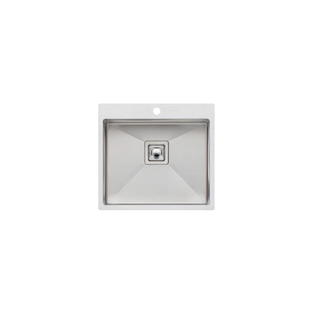 OLIVERI PROFESSIONAL SINGLE BOWL TOPMOUNT KITCHEN AND LAUNDRY SINK STAINLESS STEEL 550MM