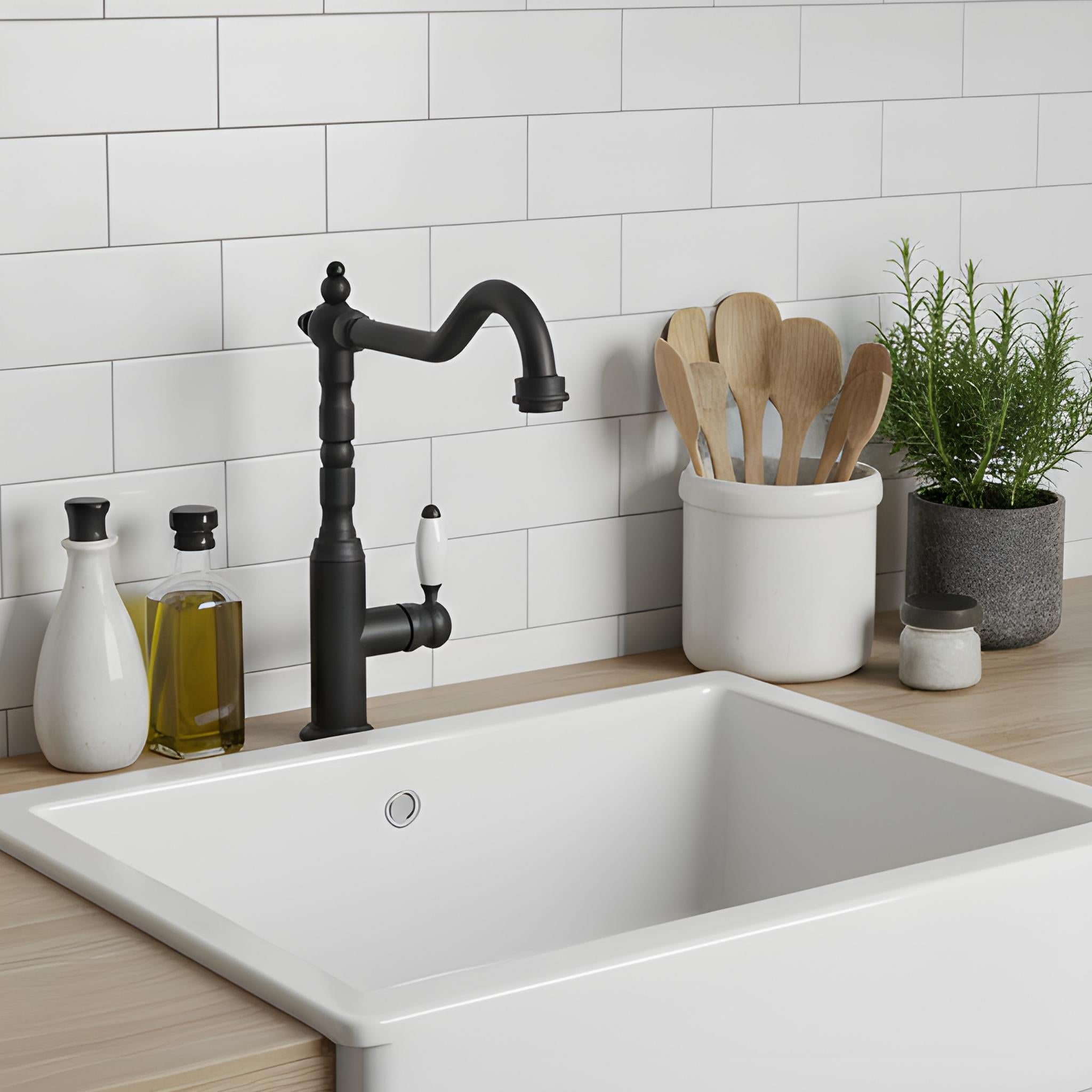 TURNER HASTINGS PROVIDENCE SINGLE SINK MIXER TAP 311MM MATTE BLACK