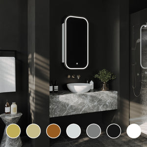 REMER PIAZZA CUSTOM COLOURS FRAMED WHITE LED SHAVING CABINET 454X904MM