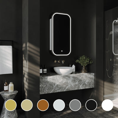 REMER PIAZZA CUSTOM COLOURS FRAMED WHITE LED SHAVING CABINET 454X904MM