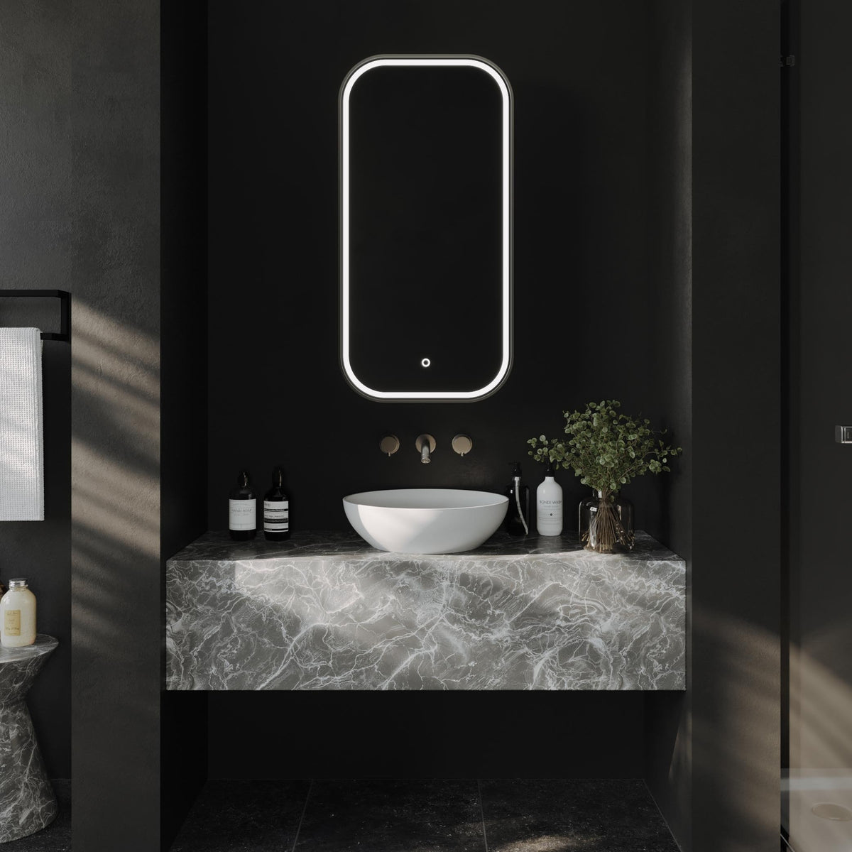 REMER PIAZZA CUSTOM COLOURS FRAMED WHITE LED SHAVING CABINET 454X904MM
