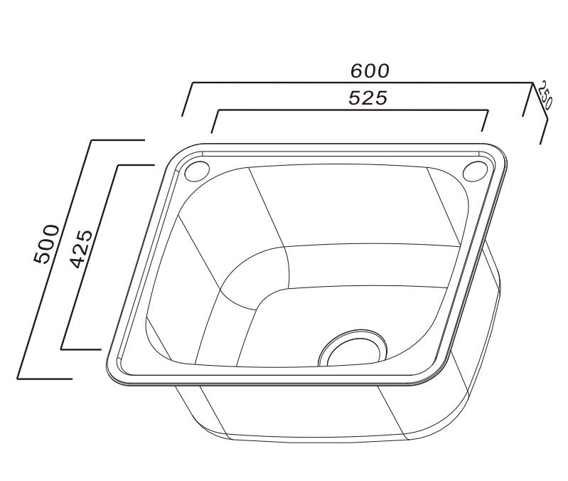 SCHOCK THE LODDEN SINGLE BOWL LAUNDRY SINK STAINLESS STEEL 605MM