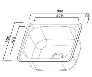 SCHOCK THE LODDEN SINGLE BOWL LAUNDRY SINK STAINLESS STEEL 605MM
