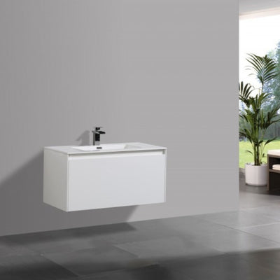 BELBAGNO PRADO GLOSS WHITE 1200MM SINGLE BOWL WALL HUNG VANITY AND BASIN