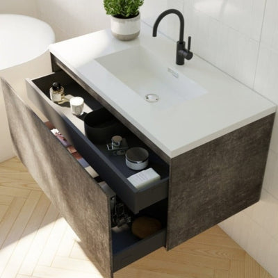 BELBAGNO PRADO MAPLE OAK 750MM SINGLE BOWL WALL HUNG VANITY AND BASIN