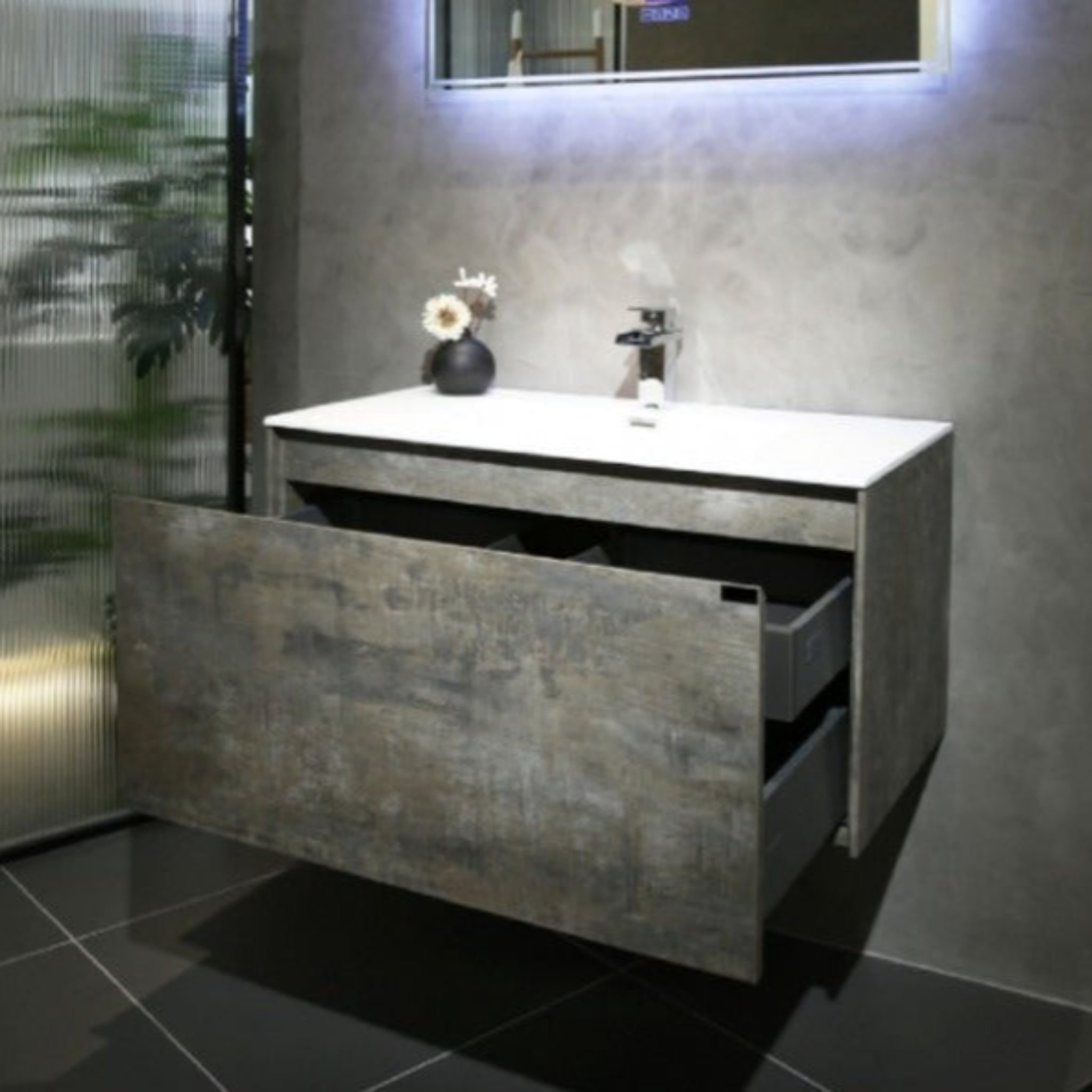 BELBAGNO PRADO MAPLE OAK 750MM SINGLE BOWL WALL HUNG VANITY AND BASIN