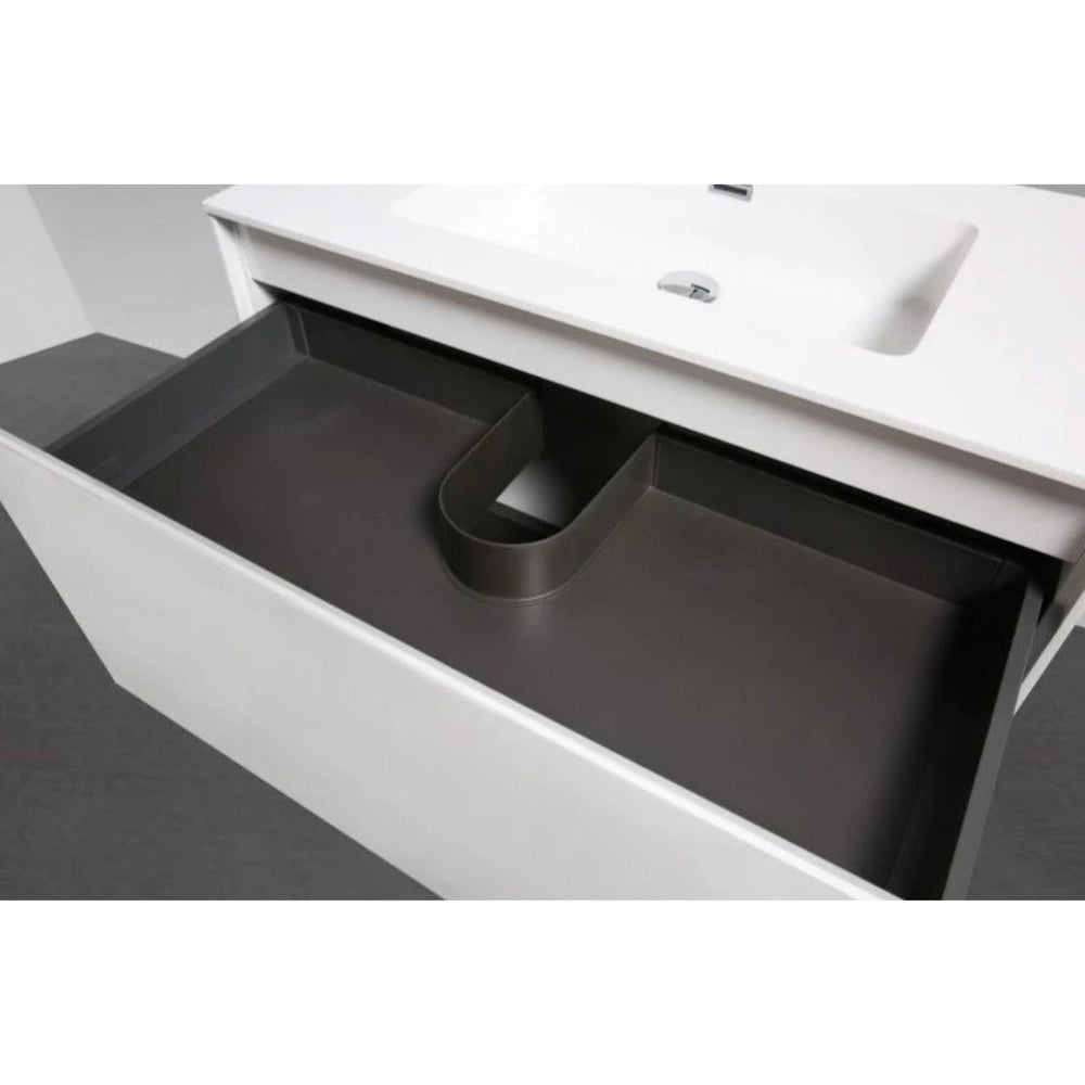 BELBAGNO PRADO GLOSS WHITE 900MM SINGLE BOWL WALL HUNG VANITY AND BASIN
