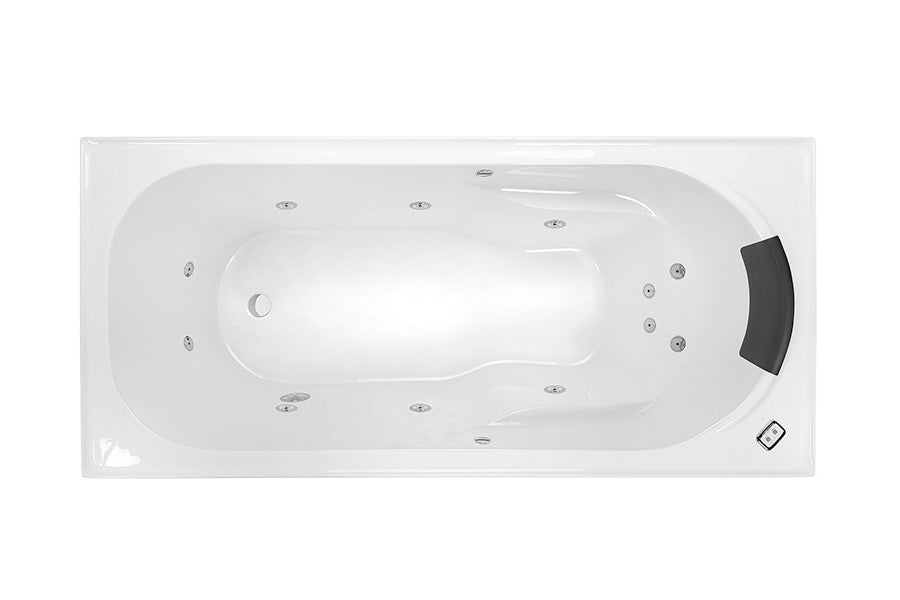 DECINA PRIMA INSET CONTOUR SPA BATH GLOSS WHITE (AVAILABLE IN 1515MM, 1635MM AND 1785MM) WITH 12-JETS