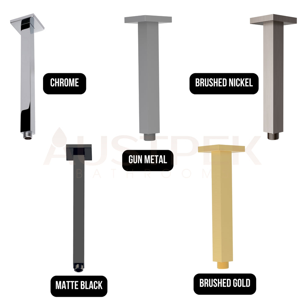IKON P&P SQUARE VERTICAL SHOWER ARM 316MM BRUSHED NICKEL