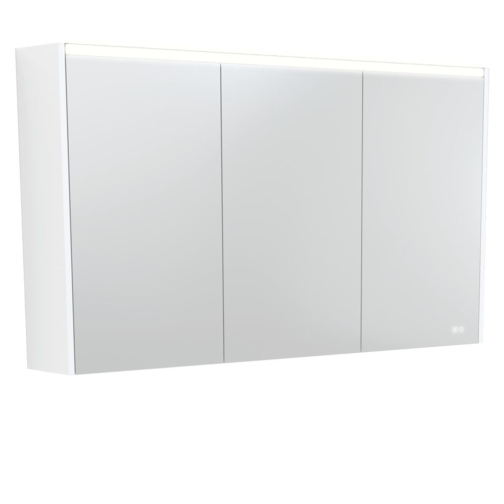 FIENZA SATIN WHITE LED MIRROR SHAVING CABINET WITH SIDE PANELS 1200X670MM