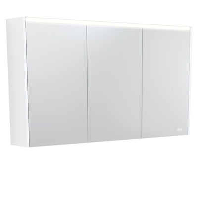 FIENZA SATIN WHITE LED MIRROR SHAVING CABINET WITH SIDE PANELS 1200X670MM