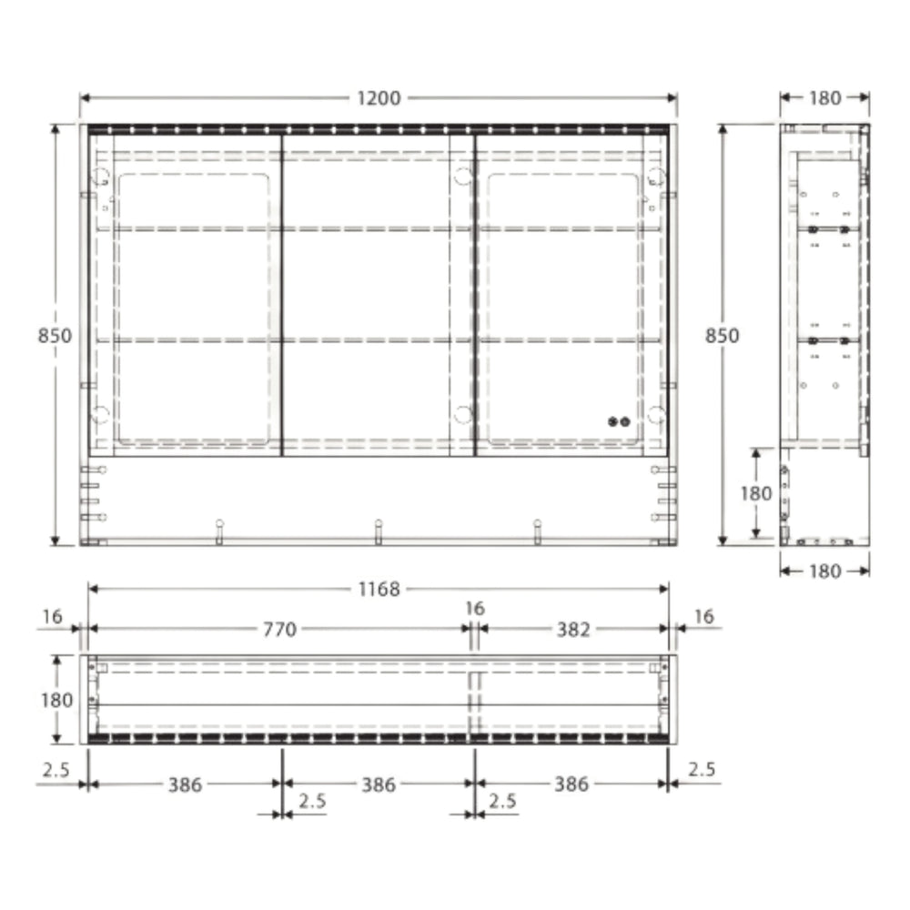 FIENZA SCANDI OAK LED MIRROR SHAVING CABINET WITH DISPLAY SHELF 1200X850MM