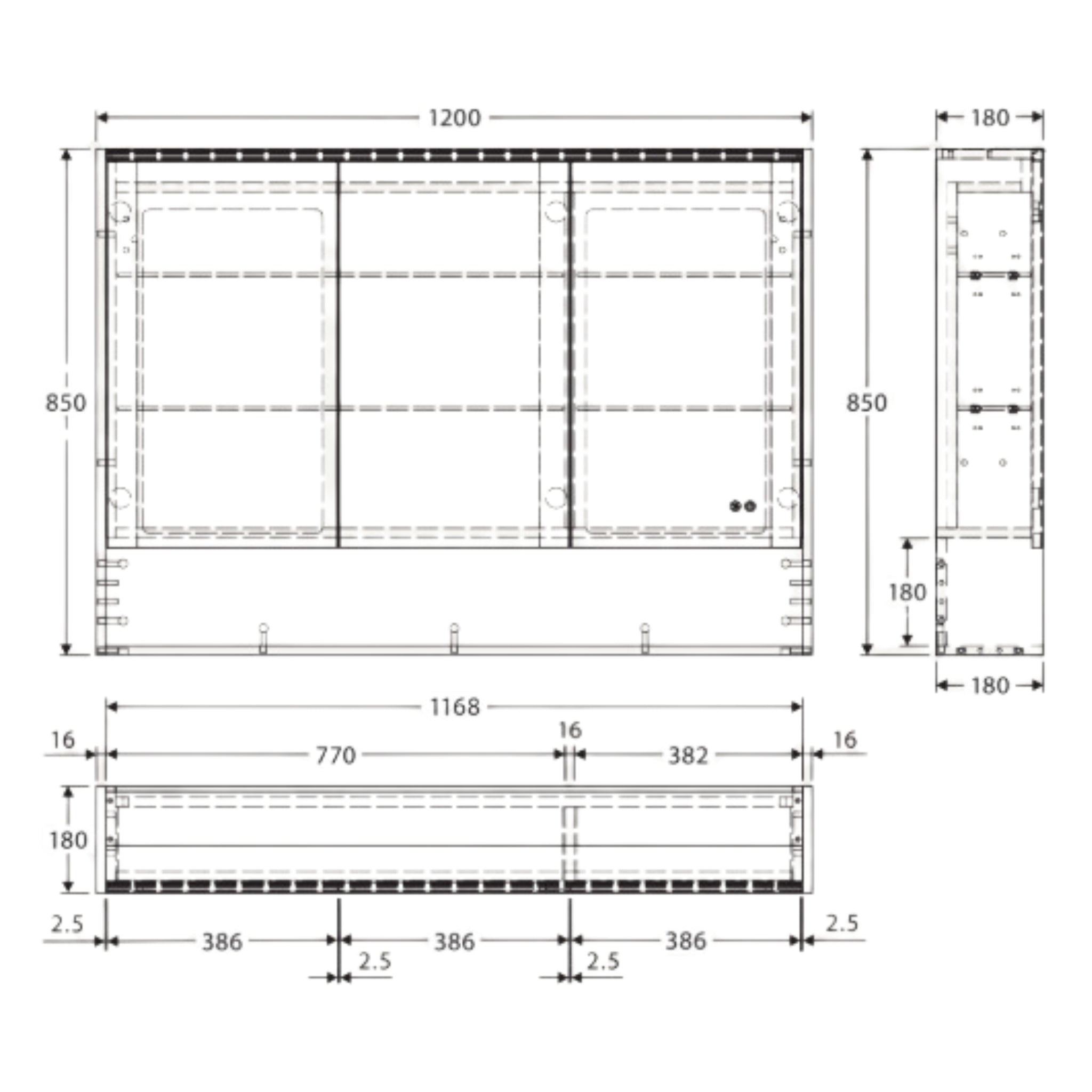 FIENZA SCANDI OAK LED MIRROR SHAVING CABINET WITH DISPLAY SHELF 1200X850MM