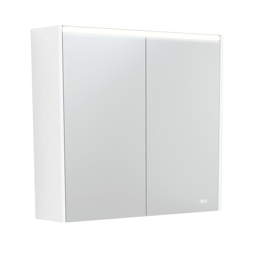 FIENZA GLOSS WHITE LED MIRROR SHAVING CABINET WITH SIDE PANELS 750X670MM