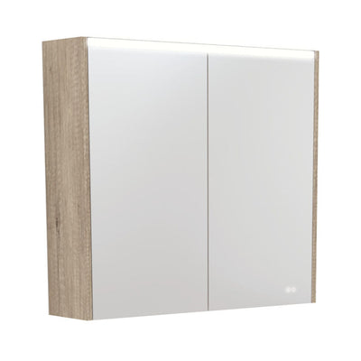 FIENZA SCANDI OAK LED MIRROR SHAVING CABINET WITH SIDE PANELS 750X670MM