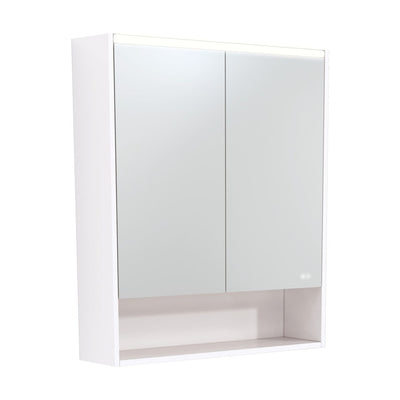 FIENZA GLOSS WHITE LED MIRROR SHAVING CABINET WITH DISPLAY SHELF 750X850MM